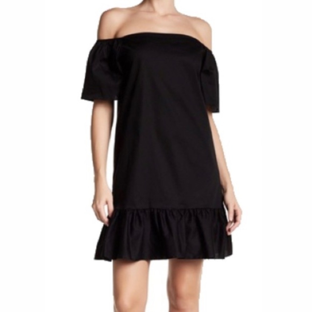 Love Ady Black Off The Shoulder Ruffle Hem Dress